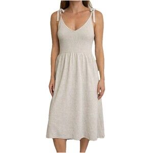 Michael Stars Women's Medium M Maria Midi Ribbed Knit Tank Dress Stone Neutral